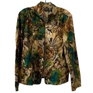 Additions by Chico Womens Floral Print Jacket Fitted Style Size 0-(S/4)